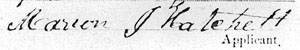 image of Marion Jasper Hatchett's signature